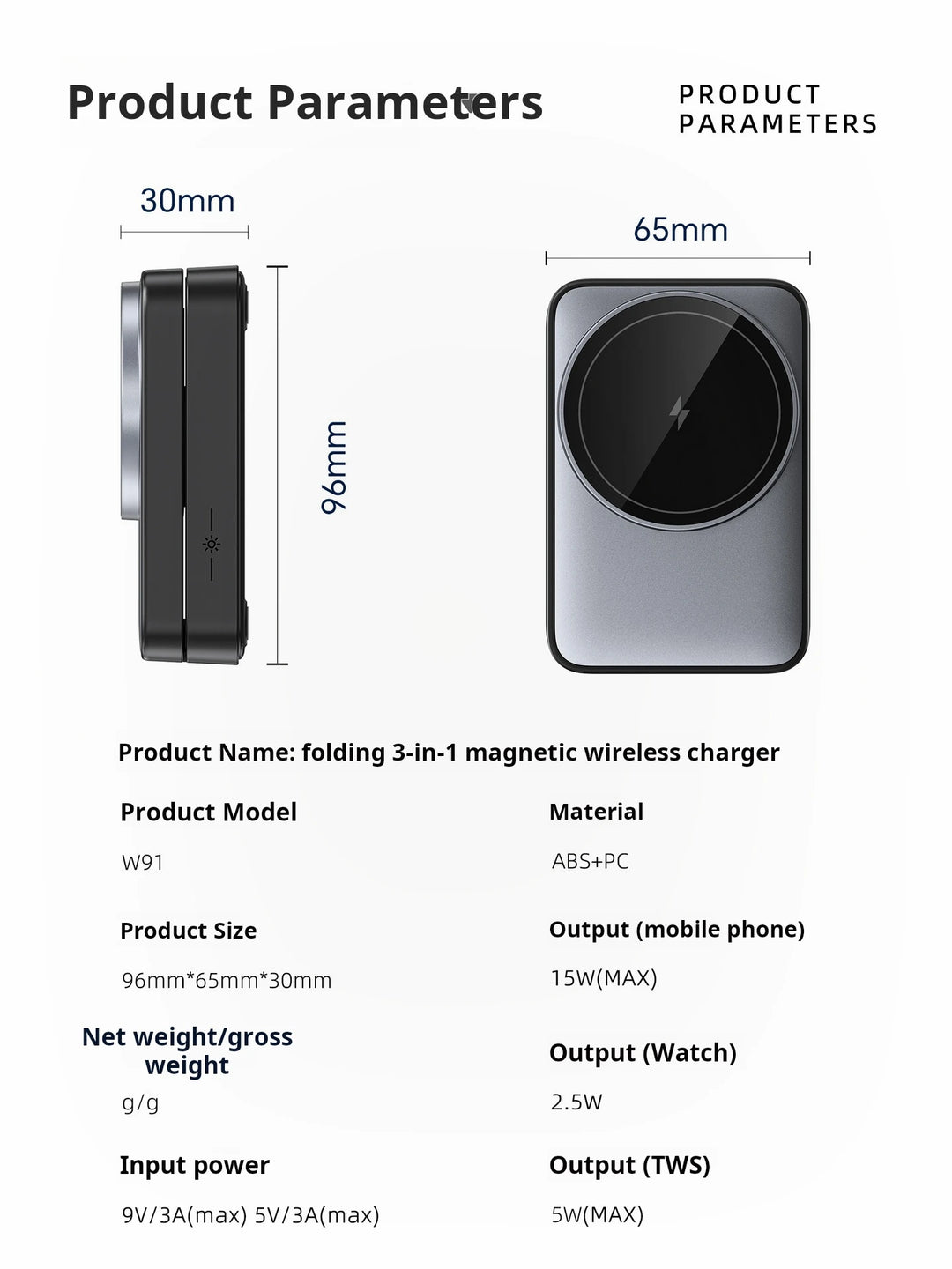 Foldable Magnetic 3-in-1 Wireless Charging Station 15W Fast Charge - Portable Travel Dock for iPhone 16/15/14 Pro Max Series