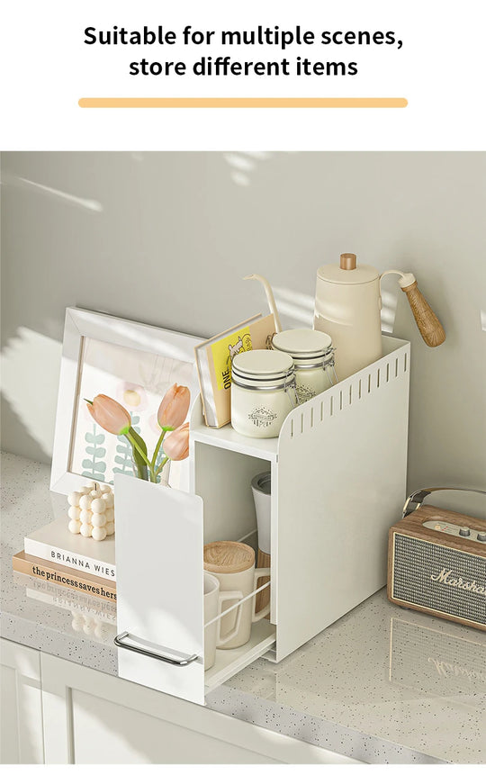 Kitchen Spice Organizer Kitchen Pull Out Seasoning Drawer Rack Countertop Dustproof Cup Storage Rack Multipurpose Spice Cabinet
