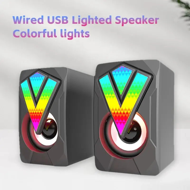 HIFI Stereo Computer Speakers with Mic & LED Light