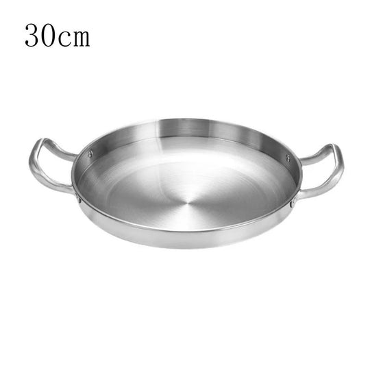 22/24/26/28/30cm Multipurpose Frying Pan Round Double Ear Dry Pot Quality Thickened Stainless Steel BBQ Plate