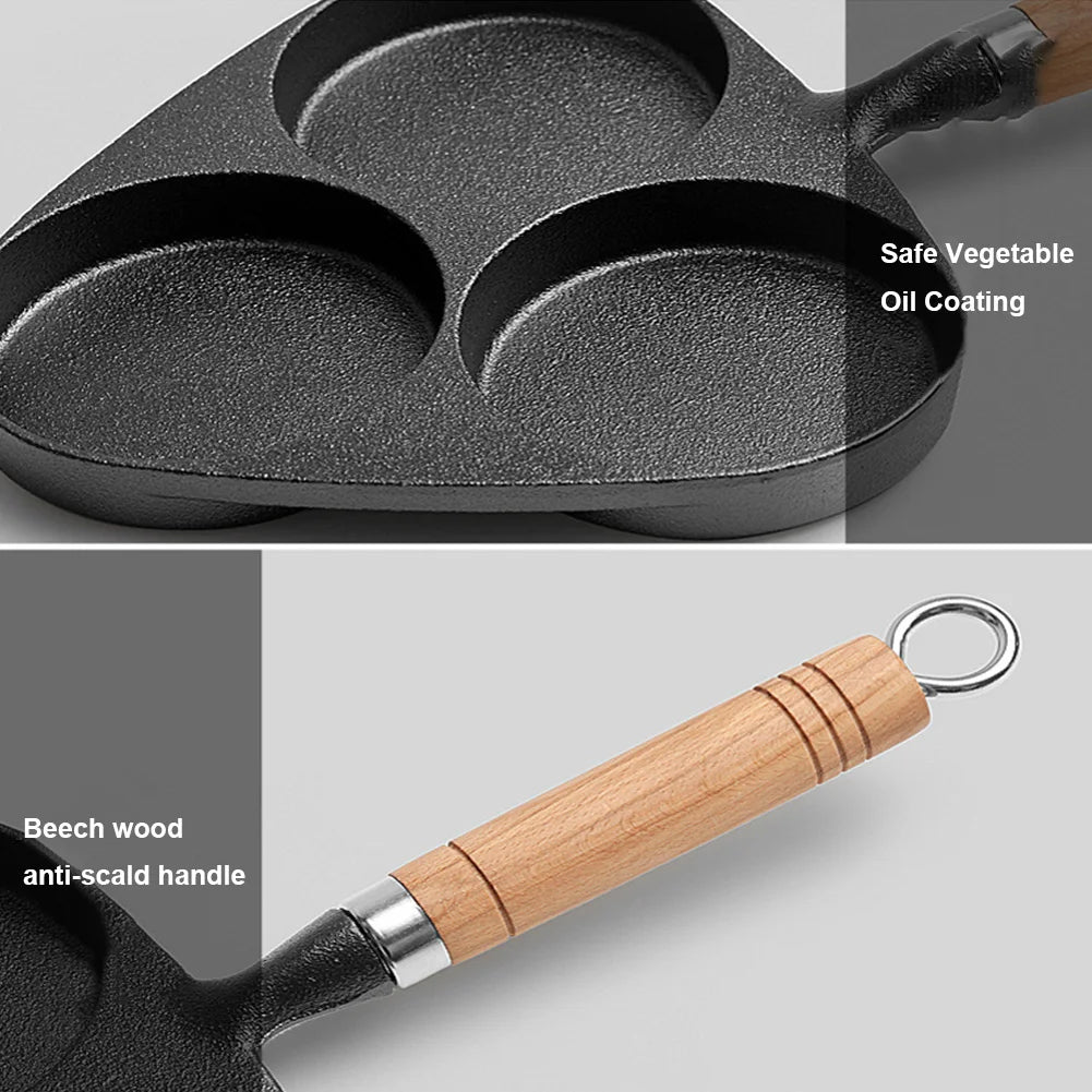 3/4/5 Hole Cast Iron Omelet Pan Non-Stick Cooking Egg Ham Pan Breakfast Grill Cooking Pot Egg Frying Pan Pancake Pan