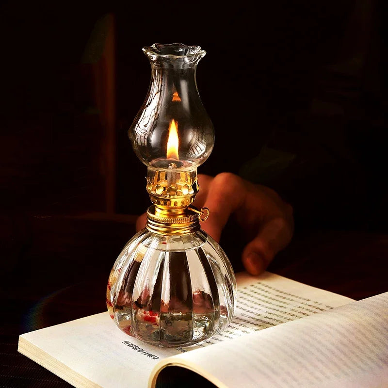 Glass  Lamp For Tabletop Decor With Wick Vintage Indoor  For Camping, Hunting, Emergencies, Power Outages