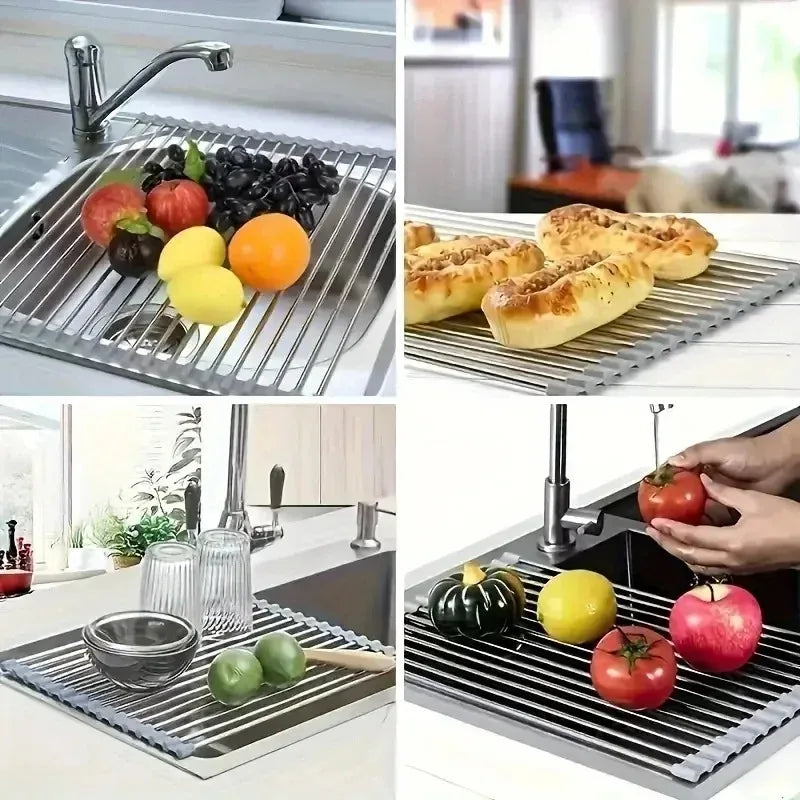 Silicone & Stainless Steel Fruit & Vegetable Dish Drainer
