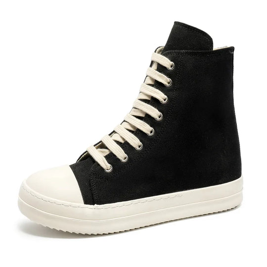Popular Men's Sneakers Men's Casual Shoes 2025 New Lace-up Thick Bottom High Top Shoes Canvas Punk Couple Trend Sneakers for Man