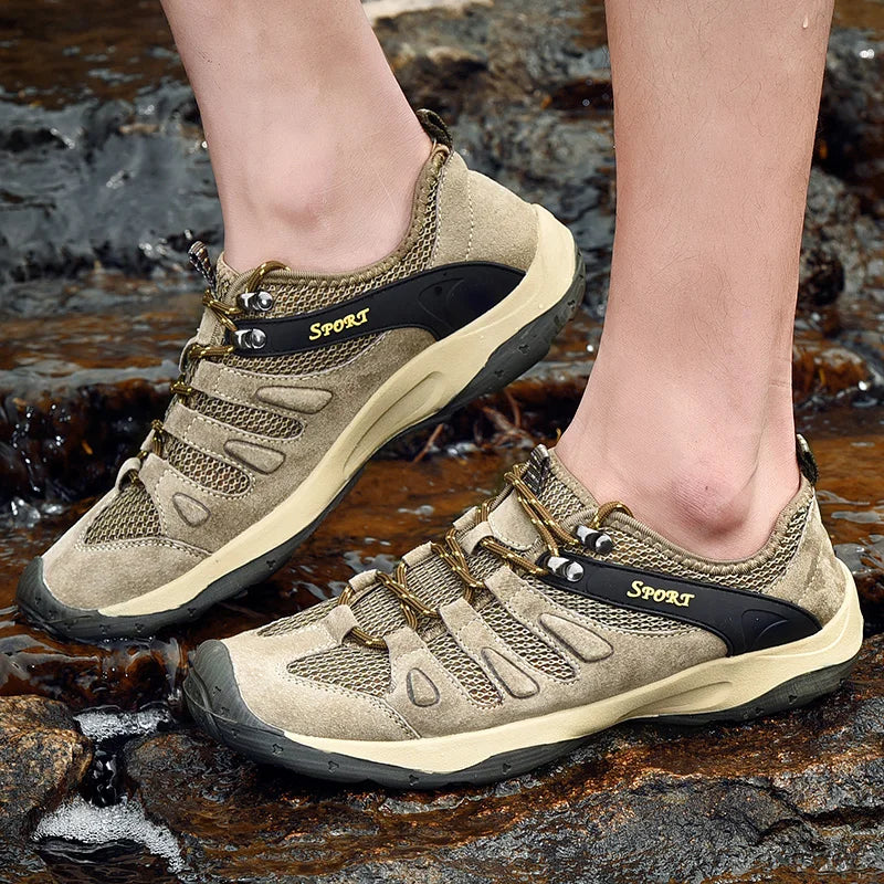 New Low-Top Lace-Up Hiking Shoes for Men Outdoor Hiking Shoes Travel Casual Shoes Breathable Treking Footwear Non-Slip Sneakers