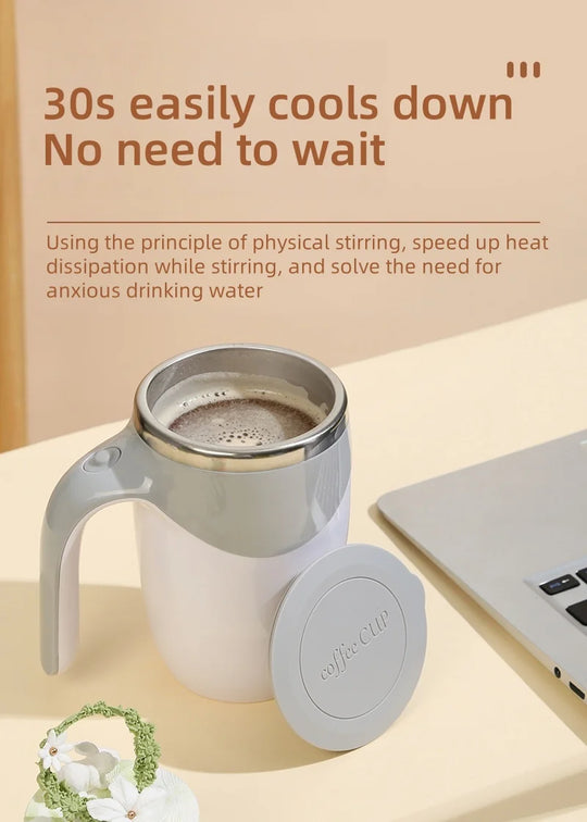 Automatic Mixing Cup 380ml Portable Rechargeable Electric Stirring Stainless Steel Magnetic Rotating Blender Stirring Cup