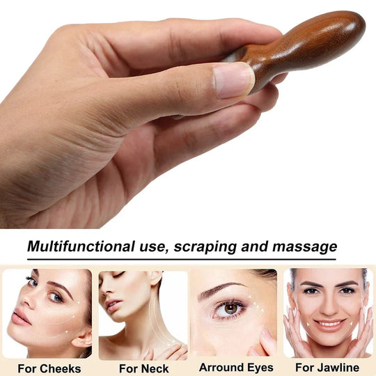 Natural Sandalwood Gua Sha Massager and Facial Combs Set for Face and Scalp Care - Jscomfortzstore