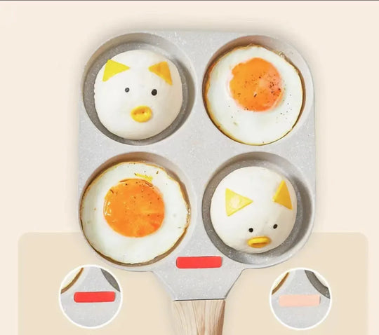 Four Holes Egg Pancake FYI Pan Frying Nonstick Pans and Pot Skillet 4 Eggs Stove Omelet Ham Maker for Kitchen Tool with Lid