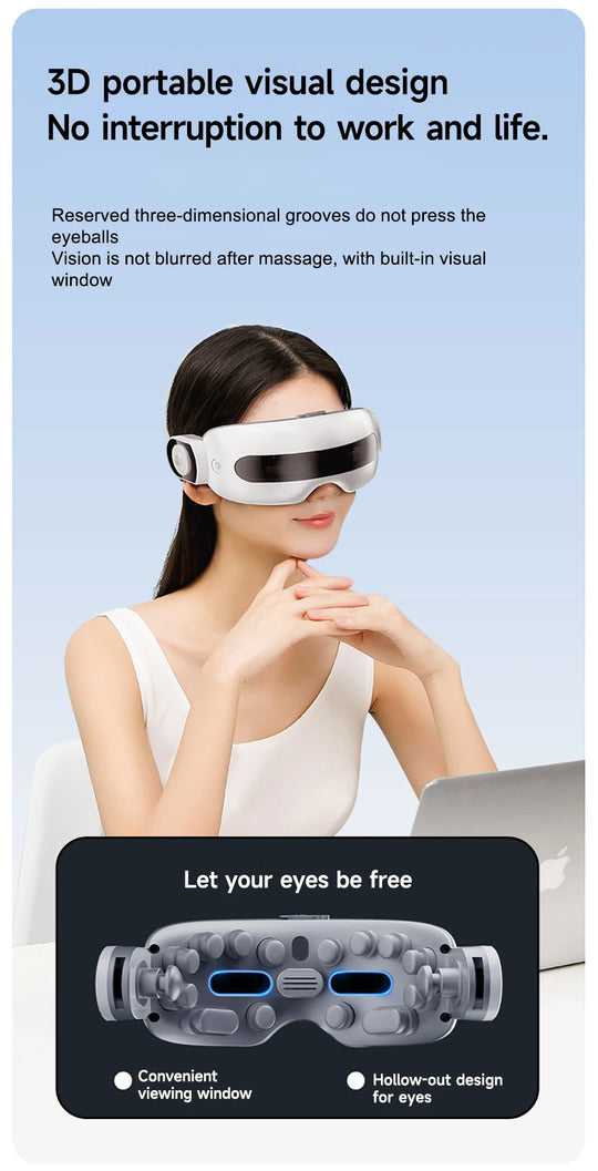 Eye Massager with Heat Smart Airbag Vibration Visible Eye Massage Hot Compress Bluetooth Music Eye Moistening Massager Device