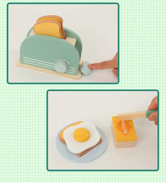 Bread Machine Baby Classic Kid Educational New Wooden Pretend Role Play House Kitchen Toy For Children Simulation Christmas gift