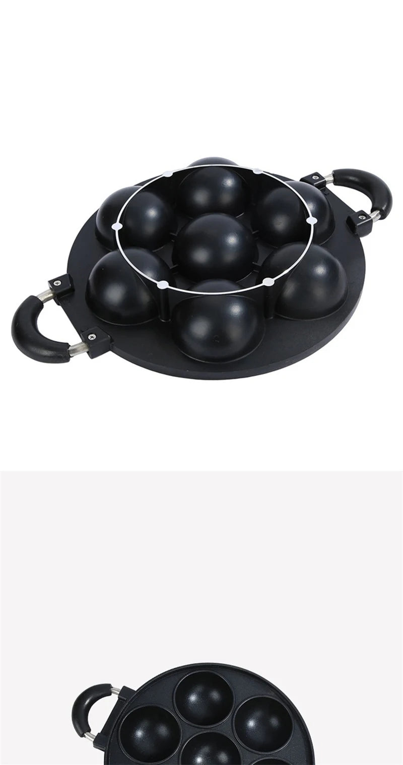 7 Hole Cake Cooking Pan Cast Iron Omelette Pan Non-stick Cooking Pot Breakfast Egg Cooking Pie Cake Mold Cookware Kitchenware