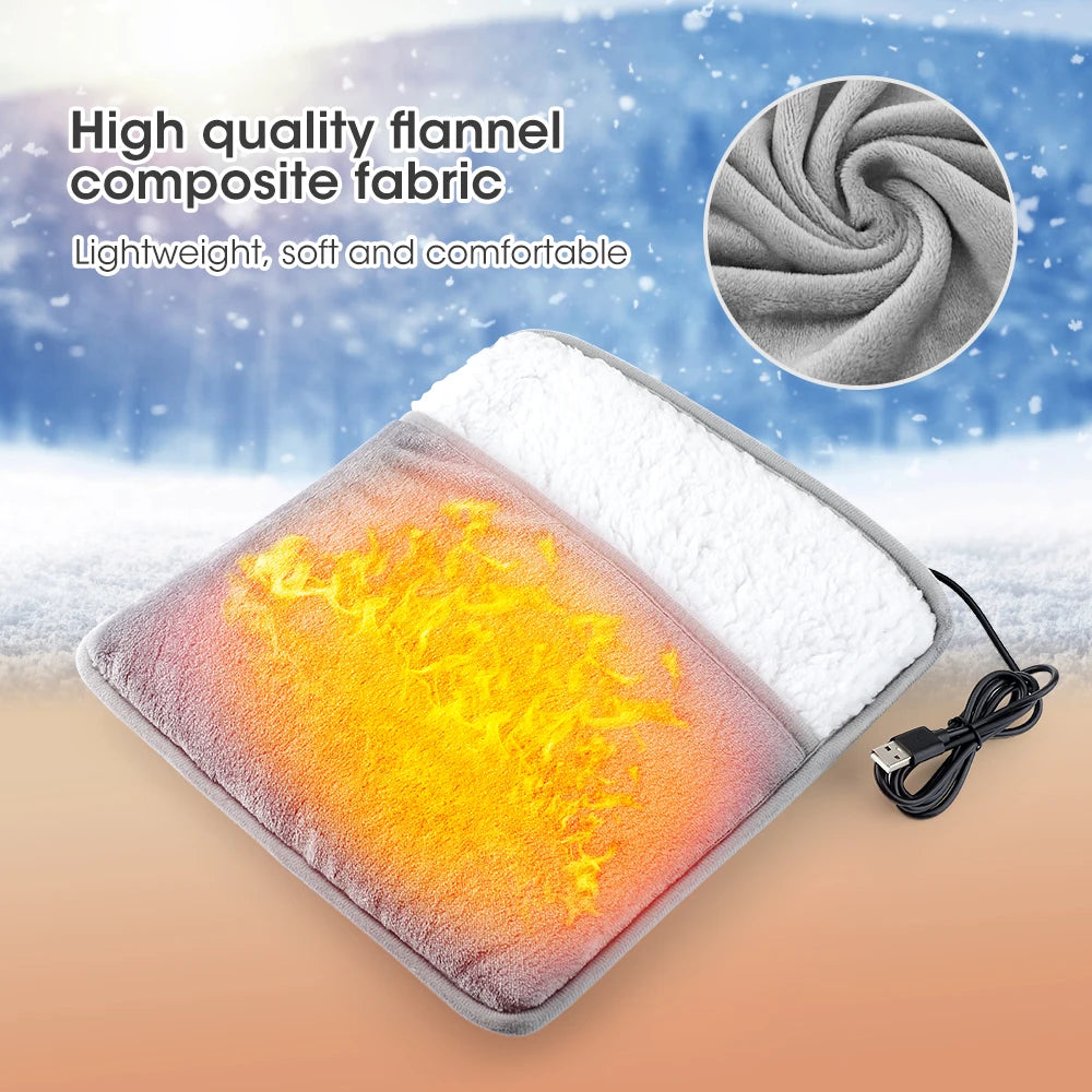 Winter Electric Foot Heating Pad USB Charging Soft Plush Washable Foot Warmer Heater Improve Sleeping Household Foot Warming Mat - Jscomfortzstore