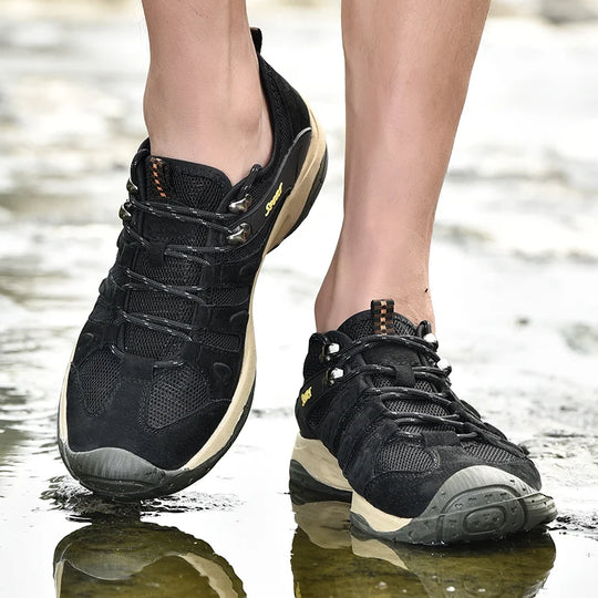 New Low-Top Lace-Up Hiking Shoes for Men Outdoor Hiking Shoes Travel Casual Shoes Breathable Treking Footwear Non-Slip Sneakers