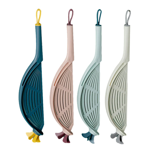 Plastic Crescent Pot Strainer with Silicone Handle