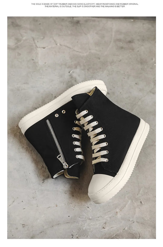 Popular Men's Sneakers Men's Casual Shoes 2025 New Lace-up Thick Bottom High Top Shoes Canvas Punk Couple Trend Sneakers for Man
