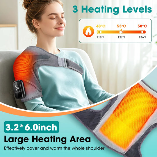 Electric Heating Shoulder Knee Massager with 3 Levels Vibration Muscle Relax Belt for Arm Enlarge Size for Shoulder