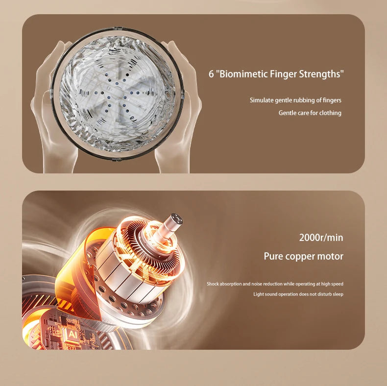 Mini Washer Underwear&Socks Makeup Brush Cleaner Washer Rechargeable Wireless Portable for Travel/Home/Dormit