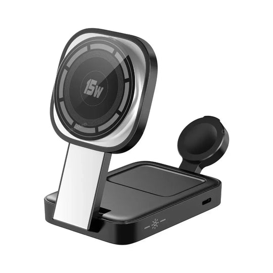 Foldable Magnetic Wireless Charger Station 3 in 1 Fast Charging Pad Stand For Magsafe iPhone 16 15 14 13 12 iWatch 9 8 Airpods