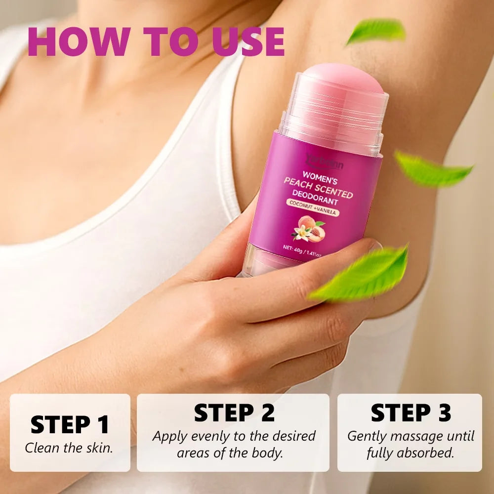 peach Deodorant set - 72H Freshness, Aluminum-Free, Sweet Scent for Women, School Safe for Sensitive Refreshing and non-greasy