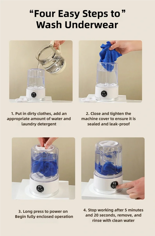 Cordless 1L Mini Washer USB Rechargeable 3000mAh 2-Speed Portable For Travel Socks Underwear Clothes Washing Cups