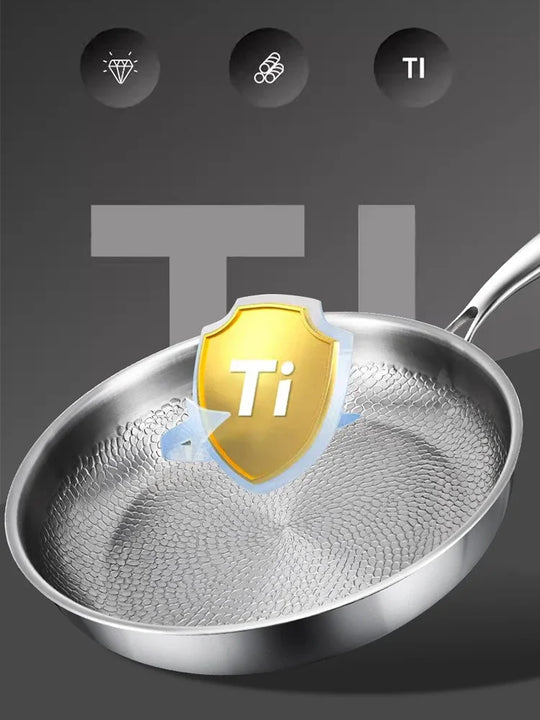 Titanium Frying Pan Thickened Non-Stick Non-Coating Hammer Pattern Fried Steak Pan Gas Stove Pot Induction Kitchen Cookwarev