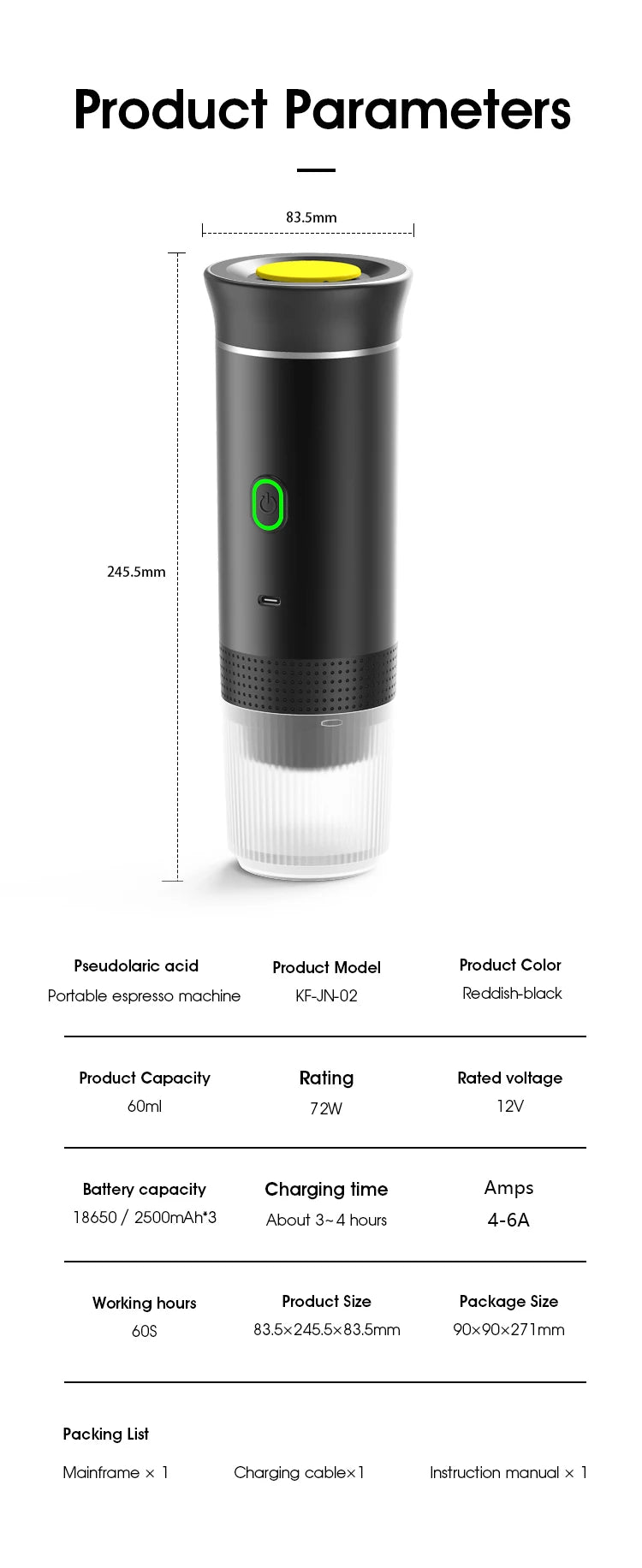 New Portable 3-in-1 Wireless Espresso Coffee Maker - Ideal for Travel, Car, Home & Camping | Capsule & Powder Compatible