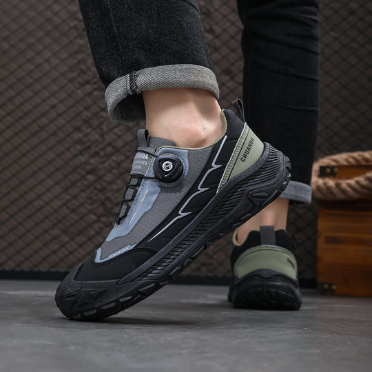 Men's low top hiking shoes, outdoor sports shoes, breathable, anti slip, wear-resistant, rotating buckle hiking shoes