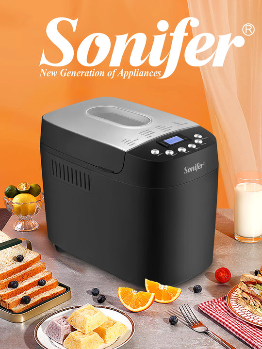 1.5kg Automatic Bread Machine 850w Programmable Bread Maker 15-hour Pre-set Timer Control Panel With Lcd Display Sonifer
