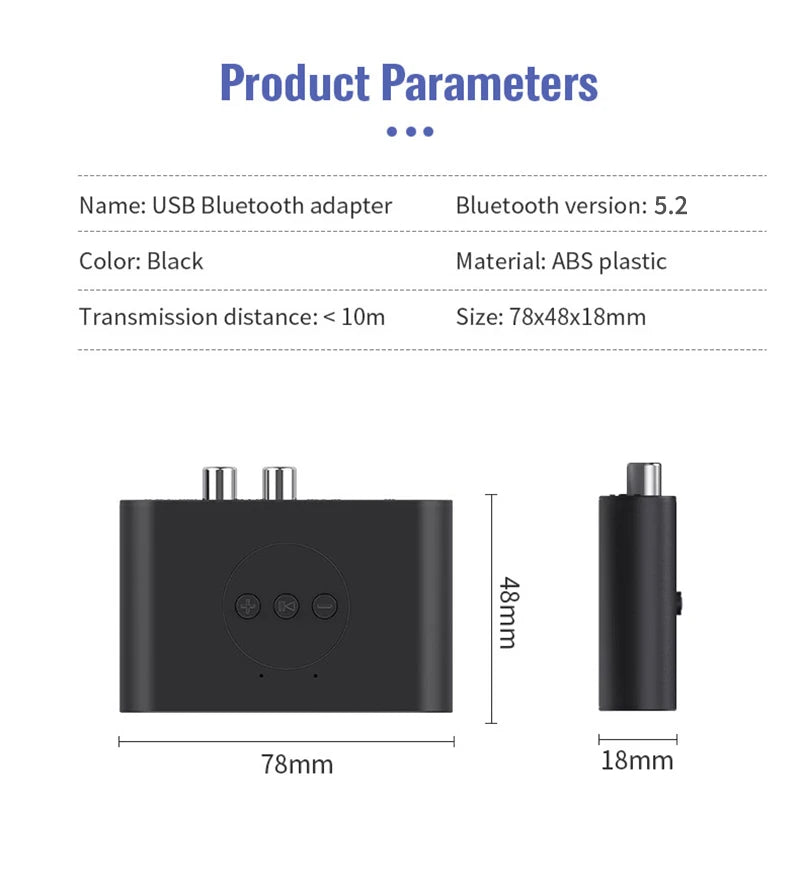 Bluetooth 5.2 Audio Receiver NFC U Disk RCA 3.5mm AUX USB Stereo Music Wireless Adapter With Mic For Car Kit Speaker Amplifier