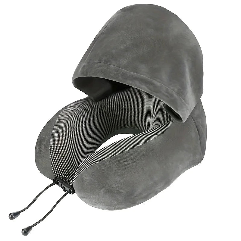 U-Shaped Travel Pillow with Hoodie