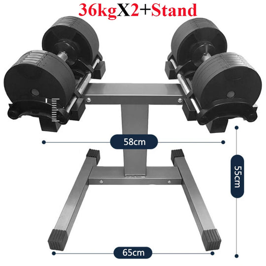 36KG Adjustable Dumbbell Set with Stand