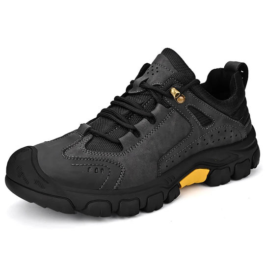 Men's Leather Outdoor Lace Up Anti Slip Sports Shoes Comfortable  Lightweight Hiking Shoes Casual  Breathable Hiking Shoes