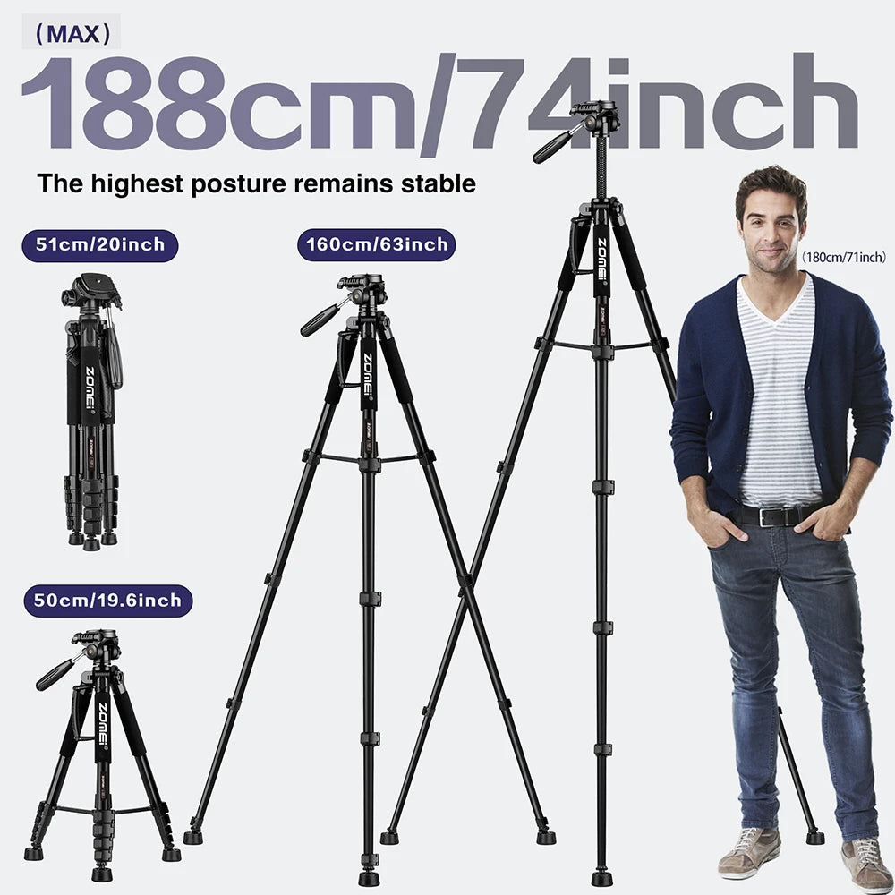 DSLR & Video Camera Stand with Phone Holder for Phones and Cameras