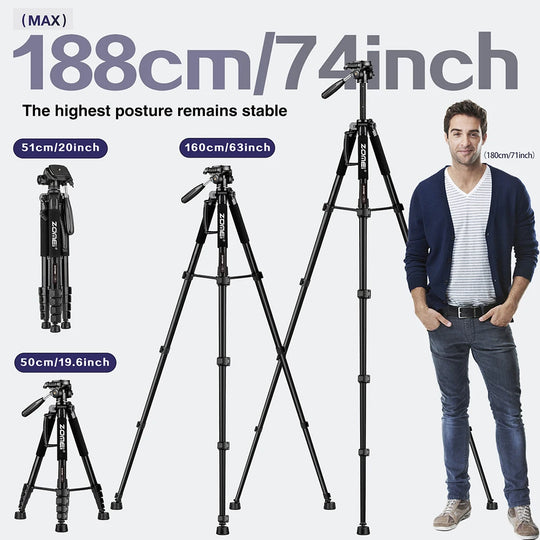 DSLR & Video Camera Stand with Phone Holder for Phones and Cameras