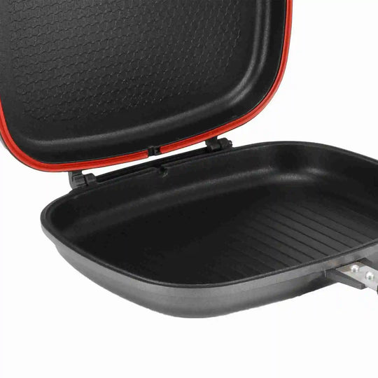 Double Side Pan Grill Pan Frying Double Side Portable Anti‑Burn Handle Kitchen Supplies Grill Pot 32cm/12.6in Pan Portable Pan