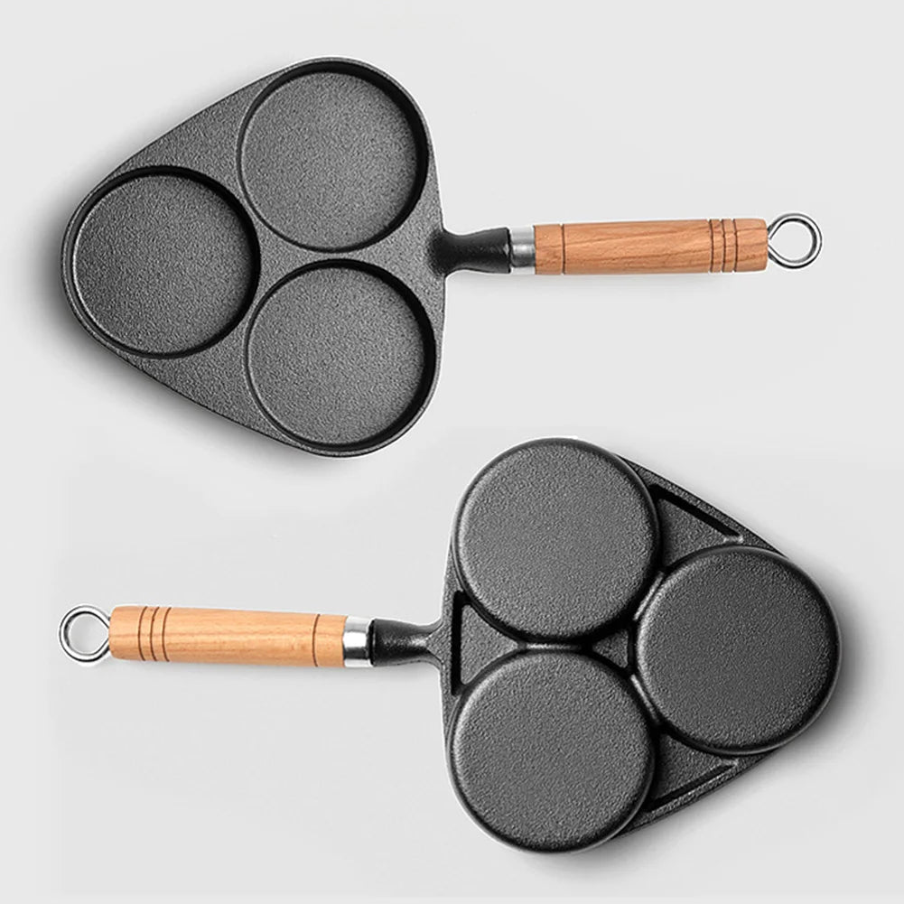 3/4/5 Hole Cast Iron Omelet Pan Non-Stick Cooking Egg Ham Pan Breakfast Grill Cooking Pot Egg Frying Pan Pancake Pan