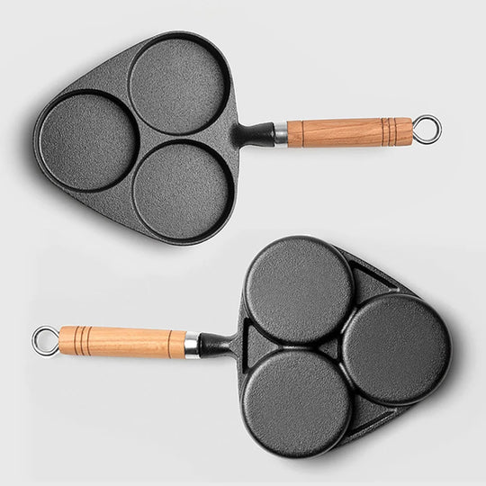 3/4/5 Hole Cast Iron Omelet Pan Non-Stick Cooking Egg Ham Pan Breakfast Grill Cooking Pot Egg Frying Pan Pancake Pan