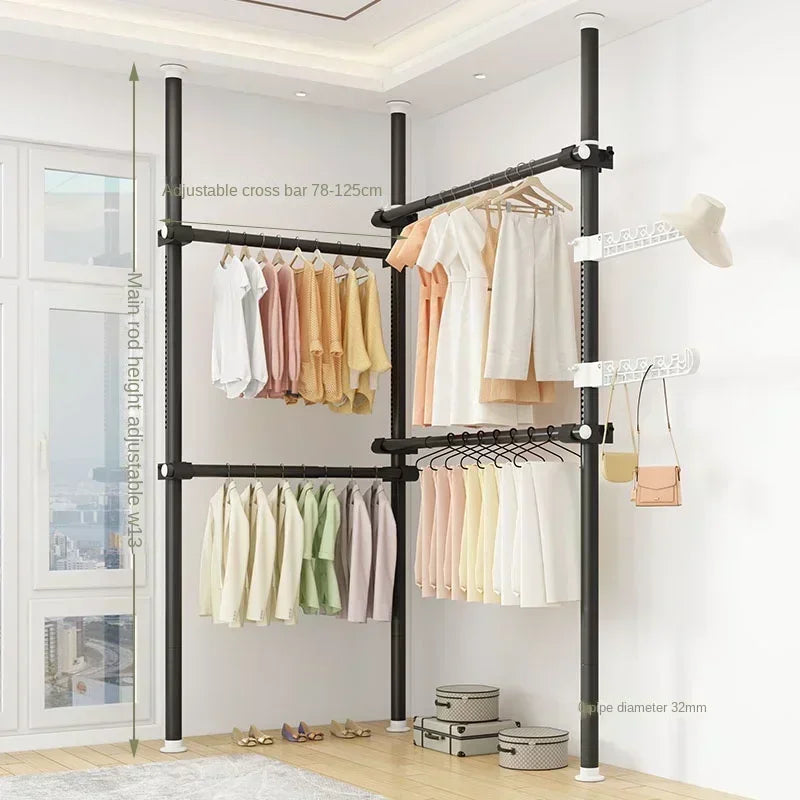 Dressing Rooms Hanger Floor Clothes Racks Clothing Shoe Floor Bedroom Garment Rack Rail Free Standing Percheros Furniture