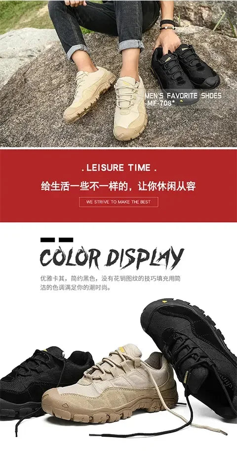 NMen's Outdoor Hiking Shoes Anti Slip Thick Soled Hiking Shoes Comfortable and Durable Walking Boots, Gray Exercise Shoes Tennis