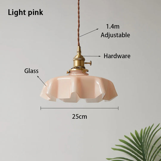Modern Glass Flower Long-linePendant Lamp With Switch Aluminum all-Copper Lamp Head Bedroom Bedside And Dining Room Lighting