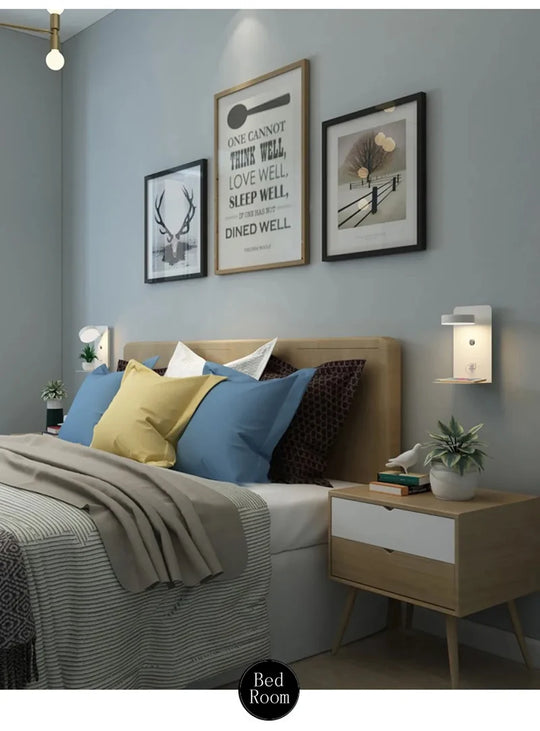 Led Wall Lamp Modern Simplicity Interior Wall Light Bedroom Night Lamp Bedside Lamp LED Light with Usb Mobile Phone Charging