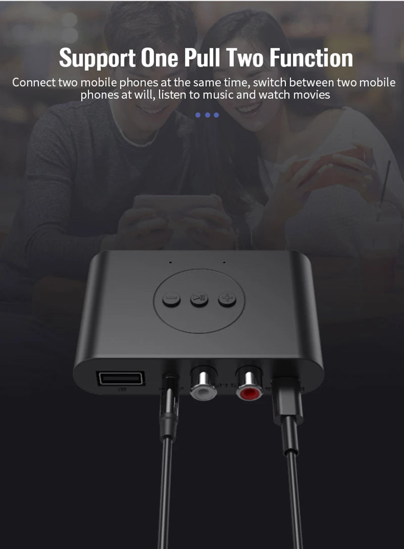 Bluetooth 5.2 Audio Receiver NFC U Disk RCA 3.5mm AUX USB Stereo Music Wireless Adapter With Mic For Car Kit Speaker Amplifier