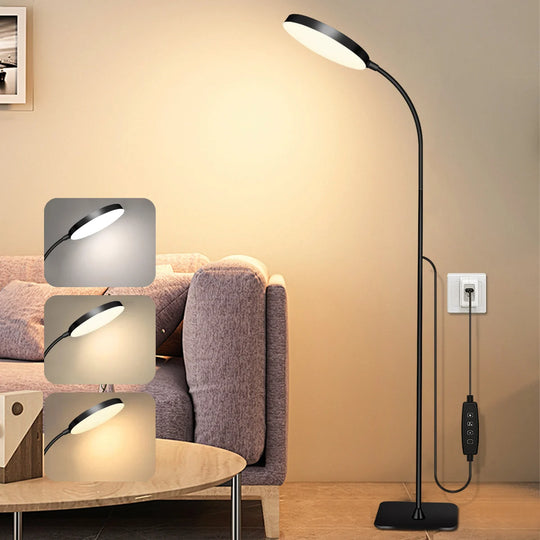 LED Floor Lamp Bright Tall Standing Lamp with 4 Brightness Levels 4 Color Temperatures Adjustable Gooseneck Standard Lamp