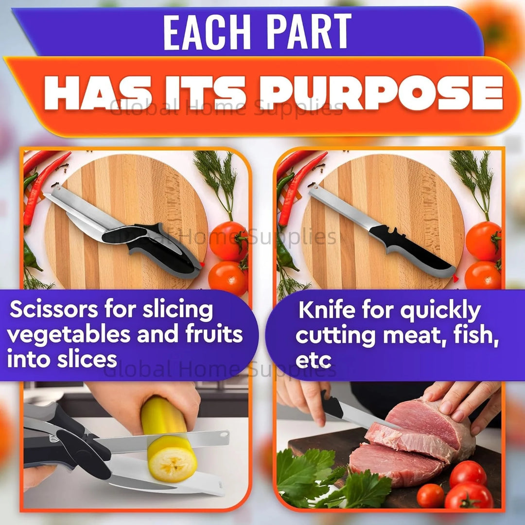 2-in-1 Food Scissors with Cutting Board