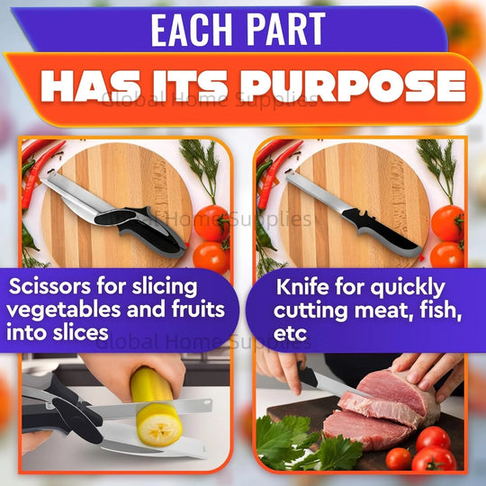 2-in-1 Food Scissors with Cutting Board