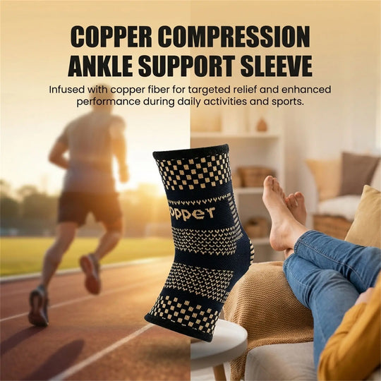 1pcs Copper Ankle Brace Infused Compression Sleeve Support Ankle Achilles Tendon Pain Relief Plantar Fasciitis Sprained Unisex