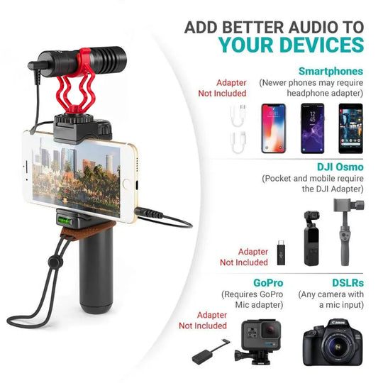 Professional Interview Condenser Video Shotgun Microphone with 3.5mm Audio Cable for DSLR DV Camcorder iPhone Andoid Smartphone