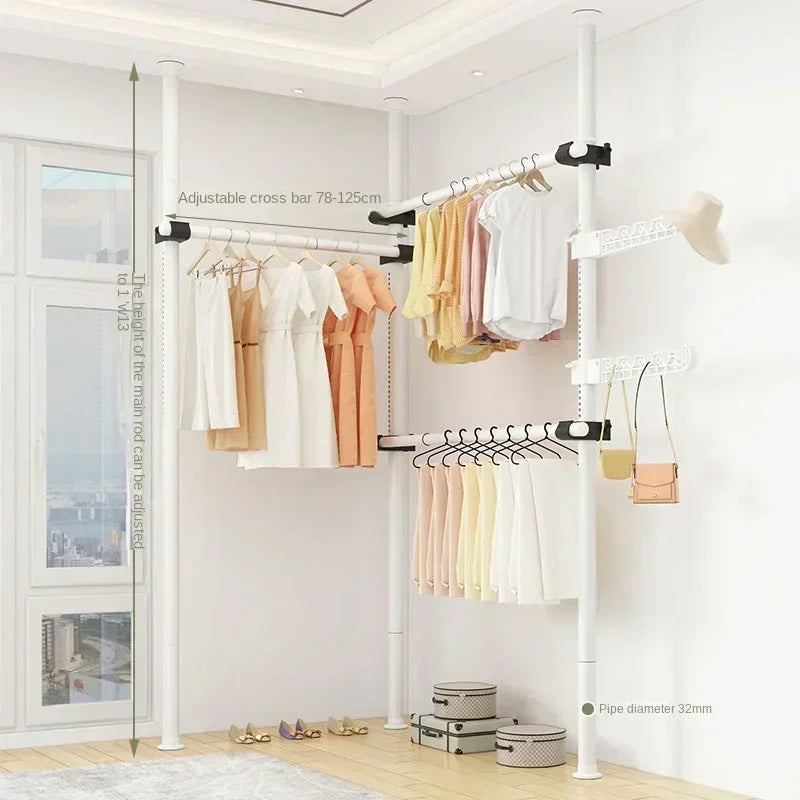 Dressing Rooms Hanger Floor Clothes Racks Clothing Shoe Floor Bedroom Garment Rack Rail Free Standing Percheros Furniture
