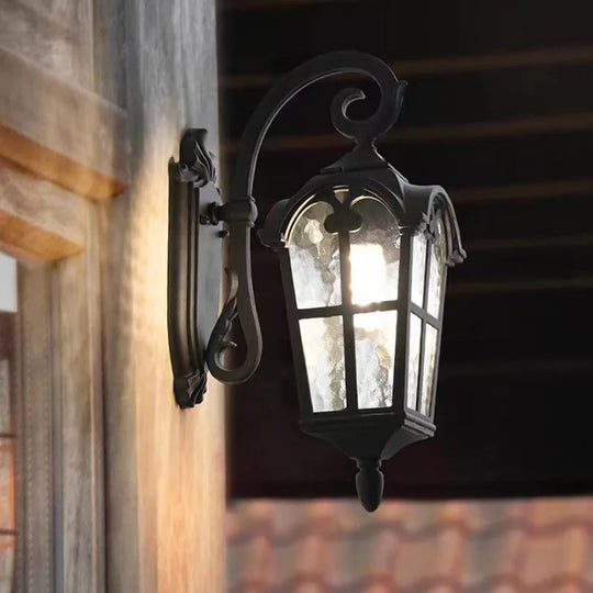 American Retro Outdoor Waterproof Wall Lamp Black Balcony Corridor Aisle Courtyard Exterior Wall Villa Gate Garden LED Lamp