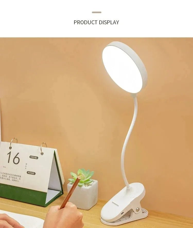 Led Table Lamp USB Rechargeable Night Light With Folding Clamp Study Stand Read Lamp Touch 3 Modes Dimming Eye Protection Light